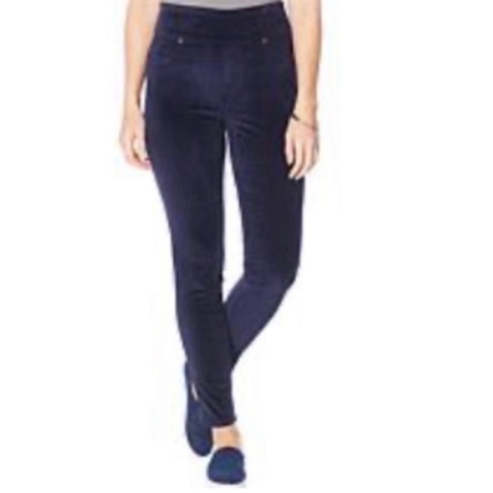 DG2 DIANE GILMAN Jeans Velvet Stretch Navy Blue Denim Ultra Skinny 1X LIKE NEW - Picture 2 of 13